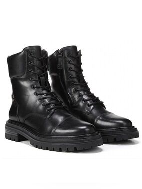 Sam Edelman Aleia Combat Boots Women’s 8.5-(9) Black Leather Lug Sole Zip Boots